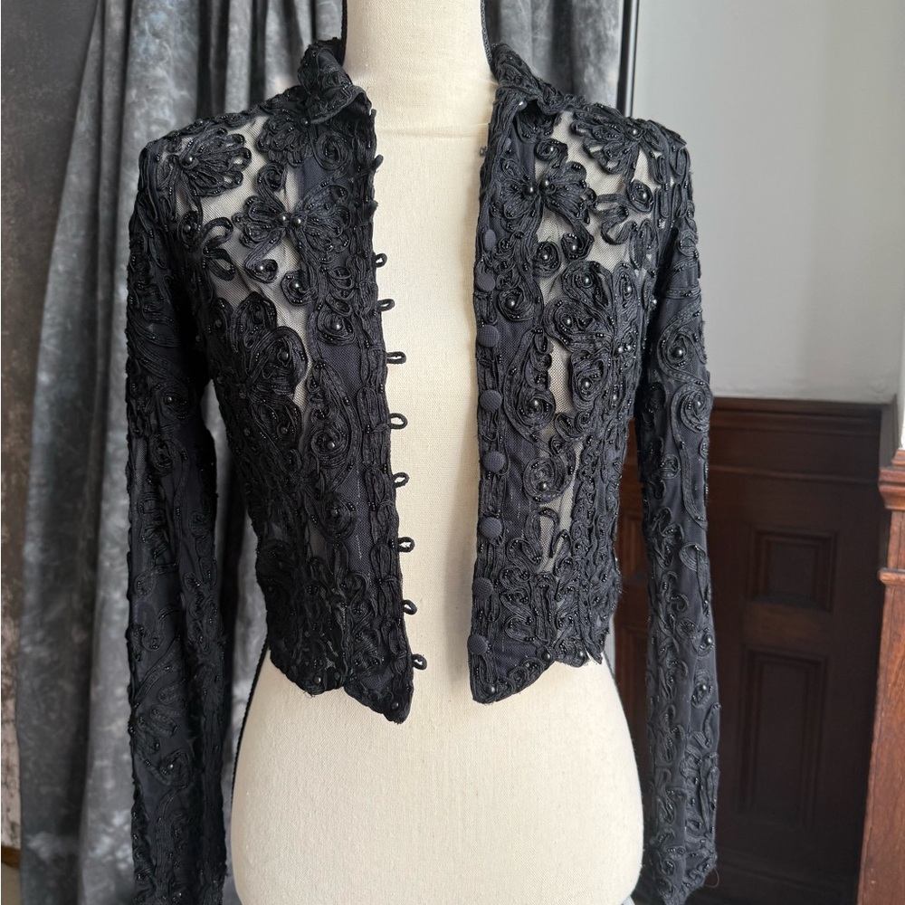 Cache Black Lace Blazer Elegant Formal Wear